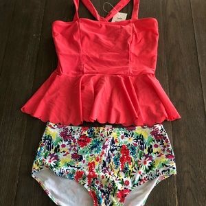 NWT Peplum top and high rise bottoms